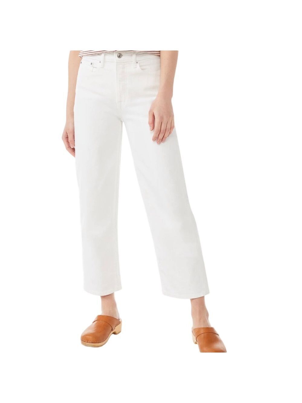 Free Assembly Wide Straight Jeans White Size 6 Short
